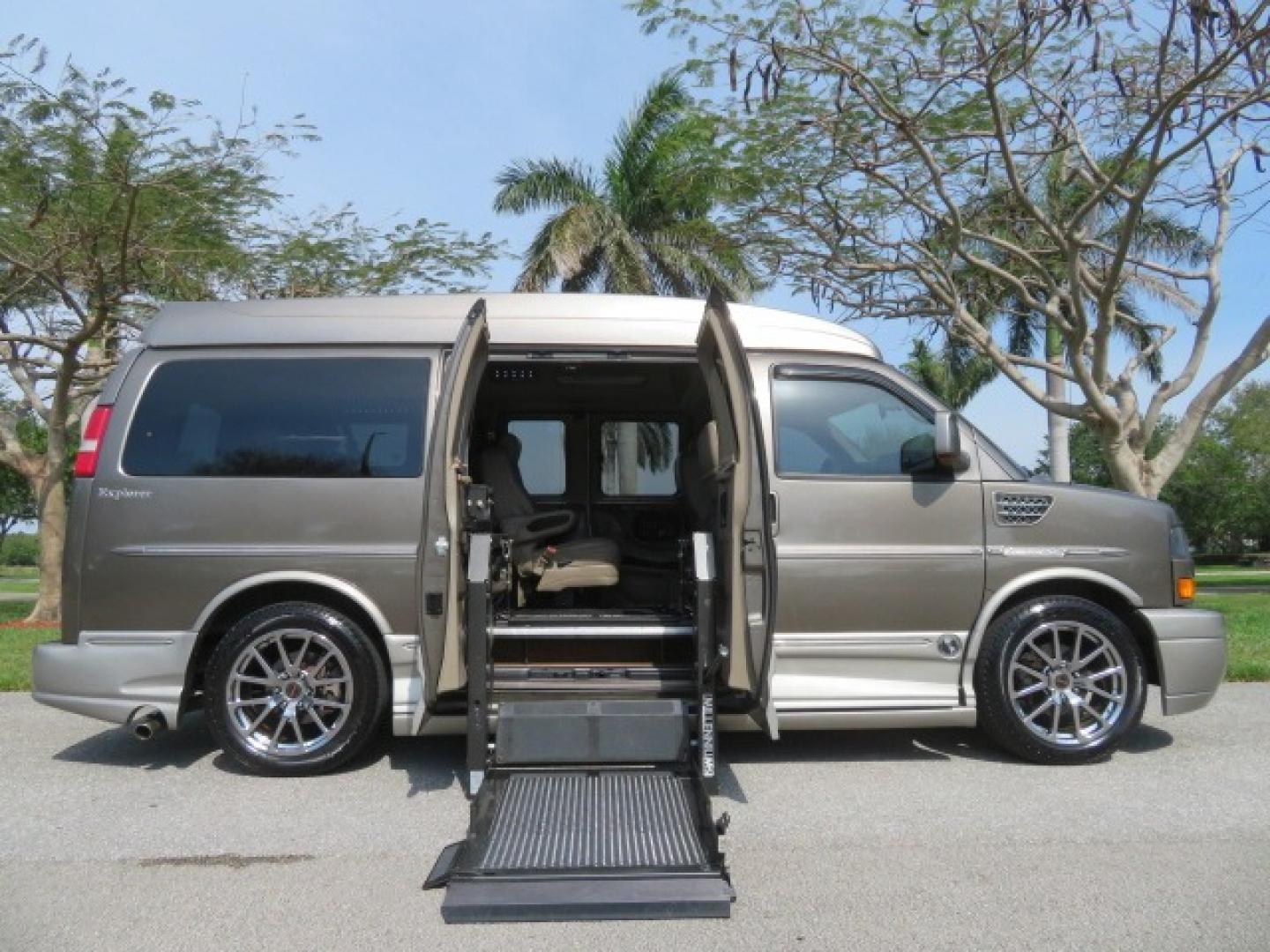 2013 /Beige Two Tone GMC Savana RV G1500 3LT (1GDS7DC45D1) with an 5.3L V8 OHV 16V engine, 4-Speed Automatic transmission, located at 4301 Oak Circle #19, Boca Raton, FL, 33431, (954) 561-2499, 26.388861, -80.084038 - You are looking at a Gorgeous 2013 GMC Savana 1500 High Top Conversion Van Explorer Limited SE Package Handicap Wheelchair Conversion Van with 72K Original Miles, Side Entry Braun Millennium Series Wheelchair Lift, Rubber Floor, Q-Straint Tie Down System, Navigation, Back Up Camera, Huge flat Screen - Photo#38